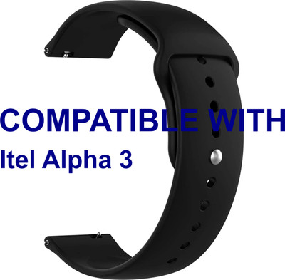 ACM WSM2P22BK3905 Watch Strap Silicone Belt 22mm for |Itel Alpha 3 Smartwatch Black Smart Watch Strap(Black)