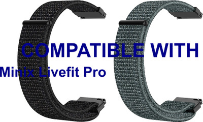 ACM WSM3V20BKGY1611 Pack of 2 Watch Strap Nylon Loop 20mm for Minix Livefit Pro Smartwatch (Black/Grey) Smart Watch Strap(Mullti Color)