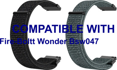 ACM WSM3V22BKGY2748 Pack of 2 Watch Strap Nylon Loop 22mm for Fire-Boltt Wonder Bsw047 Smartwatch (Black/Grey) Smart Watch Strap(Mullti Color)