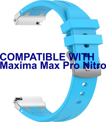 ACM Watch Strap Metal Hook Silicone 22mm for Maxima Max Pro Nitro Smartwatch Belt Blue Smart Watch Strap(Blue)