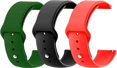 BLACK LOVIES 20 MM Smartwatch straps Pack of 3 Smart Watch Strap(Black, Green, Red)