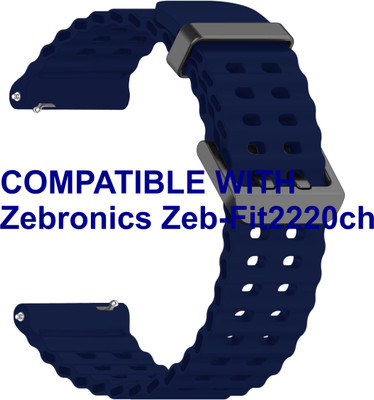 ACM WSM40B20DBL1519 Watch Strap Silicone Sports 20mm for Zebronics Zeb-Fit2220ch Smartwatch Dark Blue Smart Watch Strap(Blue)