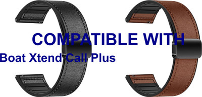 ACM WSM28P22BKBR3225 Pack of 2 Watch Strap Leather Magnetic Silicone 22mm for Boat Xtend Call Plus Smartwatch (Black/Brown) Smart Watch Strap(Mullti Color)