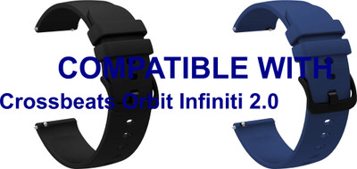 ACM WSM25M22BKDBL3123 Pack of 2 Watch Strap Silicone Hook 22mm for Crossbeats Orbit Infiniti 2.0 Smartwatch (Black/Dark Blue) Smart Watch Strap(Mullti Color)