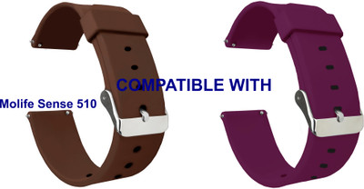 ACM WSM7A22BRPU1911 Pack of 2 Watch Strap Silicone 22mm for Molife Sense 510 Smartwatch (Brown/Purple) Smart Watch Strap(Mullti Color)