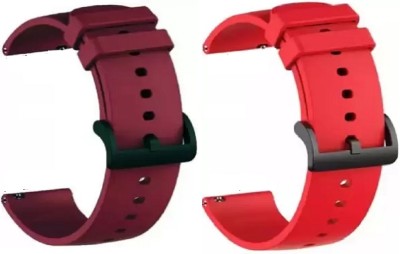 RUPELIK Soft Silicone Black Buckle Lock Compatible With All 222mm Lugs Size Smart Watch Strap(Red)