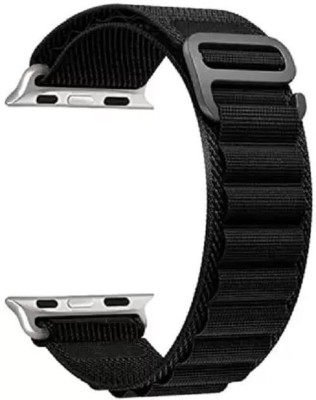 HiWatch Alpine Loop Nylon Bands/Straps Compatible with Watch 49mm 45mm 44mm 42mm Men & Women, Adjustable Strap with Metal G-Hook Premium Strap in black color for iWatch Ultra Series SE 8 7 6 5 4 3 2 1 (Only Alpine Loop Strap for Apple iWatch, Watch NOT Included) Smart Watch Strap(Black)