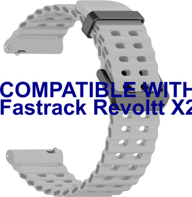 ACM WSM40B22GY3663 Watch Strap Silicone Sports 22mm for Fastrack Revoltt X2 Smartwatch Grey Smart Watch Strap(Grey)