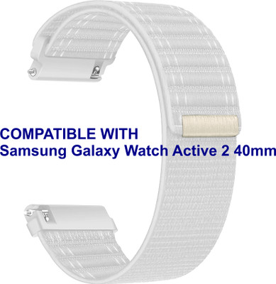 ACM WSM39A20WT1193 Watch Strap Nylon Soft 20mm for Samsung Galaxy Watch Active 2 40mm Smartwatch White Smart Watch Strap(White)