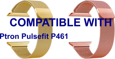 ACM WSM4M40GLRSG1151N1 Pack of 2 Sliding 44mm 49mm Watch Strap Magnetic for |Ptron| Pulsefit P461 Smartwatch Champagne Gold/Rose Gold Pink Smart Watch Strap(Mullti Color)