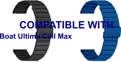 ACM WSM20H22BKBL3251 Pack of 2 Watch Strap Adjustable Steel 22mm for Boat Ultima Call Max Smartwatch (Black/Blue) Smart Watch Strap(Mullti Color)