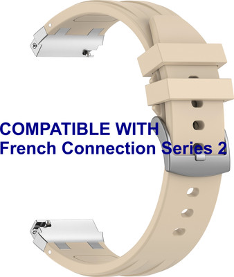 ACM WSM36X20ST2856 Watch Strap Metal Hook Silicone 20mm for French Connection Series 2 Smartwatch Starlight Smart Watch Strap(White)