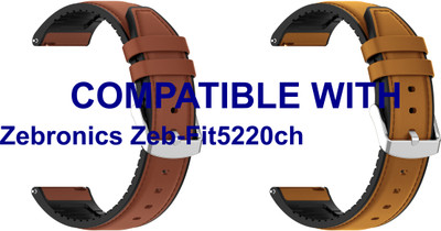 ACM WSM33U20BRGL1807 Pack of 2 Watch Strap Leather Silicone 20mm for Zebronics Zeb-Fit5220ch Smartwatch (Brown/Gold) Smart Watch Strap(Mullti Color)