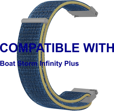 ACM WSM3V22BL3889 Watch Strap Nylon Loop Belt 22mm for Boat Storm Infinity Plus Smartwatch Blue Smart Watch Strap(Blue)