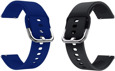 PUNAK 20MM SILICON SMARTWATCH STRAPS PACK OF 2 Smart Watch Strap(Blue, Black)