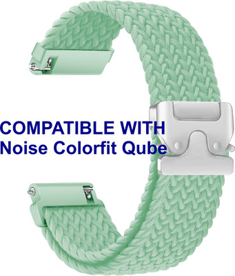 ACM WSM38Z20GR1617 Watch Strap Woven Braided Clipper 20mm for Noise Colorfit Qube Smartwatch Green Smart Watch Strap(Green)