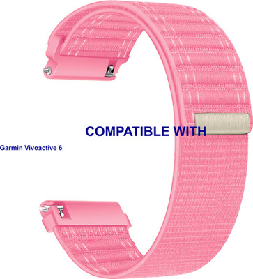 ACM WSM39A20PK3875 Watch Strap Nylon Soft Belt 20mm for |Garmin Vivoactive 6 Smartwatch Pink Smart Watch Strap(Pink)