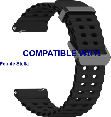ACM WSM40B22BK3900 Watch Strap Silicone Sports Belt 22mm for Pebble Stella Smartwatch Black Smart Watch Strap(Black)