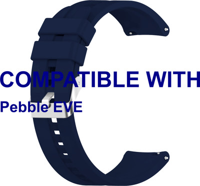 ACM WSM15C22DBL3921 Watch Strap Silicone Hook Belt 22mm for Pebble EVE Smartwatch Dark Blue Smart Watch Strap(Blue)