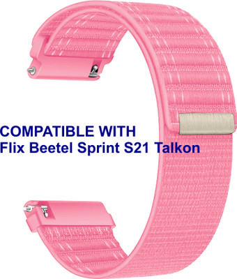 ACM WSM39A22PK2959 Watch Strap Nylon Soft 22mm for Flix Beetel Sprint S21 Talkon Smartwatch Belt Pink Smart Watch Strap(Pink)