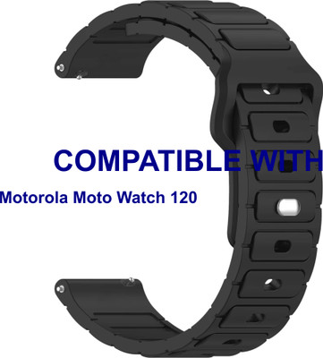 ACM WSM32T22BK3896 Watch Strap Silicone Belt Button 22mm for New Motorola Moto Watch 120 Smartwatch Black Smart Watch Strap(Black)