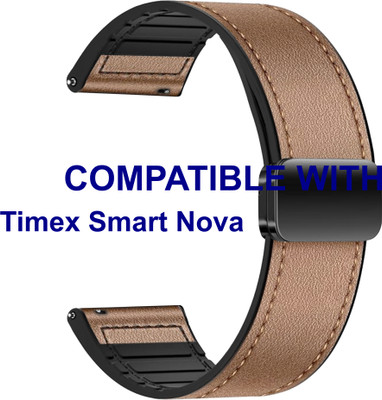 ACM WSM28P22GL3907 Watch Strap Leather Magnetic Silicone Belt 22mm for |Timex Smart Nova Smartwatch Gold Smart Watch Strap(Gold)