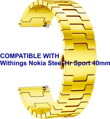 ACM WSM37Y20GL1354 Watch Strap Metal Steel 20mm for Withings Nokia Steel Hr Sport 40mm Smartwatch Gold Smart Watch Strap(Gold)