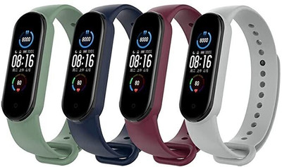Asotai Adjustable Xiaomi Mi Band 5 | 6 Watch Silicone Set of 4 Smart Band Strap(Mullti Color)