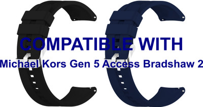 ACM WSM15C22BKDBL1140 Pack of 2 Watch Strap Silicone Hook 22mm for Michael Kors Gen 5 Access Bradshaw 2 Smartwatch (Black/Dark Blue) Smart Watch Strap(Mullti Color)
