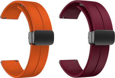 Upthrust Flexi Snap Citrus Burst & Merlot Obsession 22mm (Pack of 2) Smart Watch Strap(Orange, Pink)