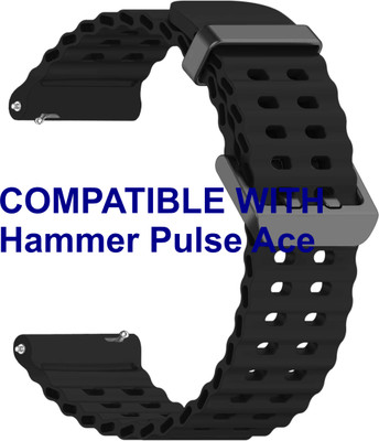 ACM WSM40B20BK2881 Watch Strap Silicone Sports 20mm for Hammer Pulse Ace Smartwatch Black Smart Watch Strap(Black)