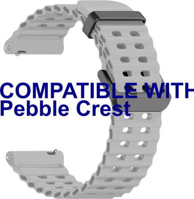 ACM Watch Strap Silicone Sports 22mm for Pebble Crest Smartwatch Grey M40 Smart Watch Strap(Grey)