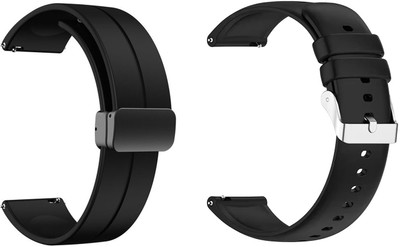 AOnes Pack of 2 Watch Strap Silicone Magnetic Classic Belt for Hammer Cyclone Smart Watch Strap(Black)