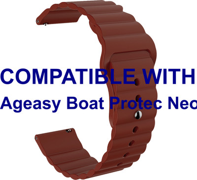 ACM WSM9W22BR3910 Watch Strap Wave Belt 22mm for Ageasy Boat Protec Neo Smartwatch Brown Smart Watch Strap(Brown)