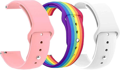 PUNAK 22MM Silicon Smart Watch Strap PACK OF 3 Smart Watch Strap(Pink, Mullti Color, White)