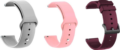 PUNAK 22MM Silicon Smart Watch Strap PACK OF 3 Smart Watch Strap(Grey, Pink, Mullti Color)