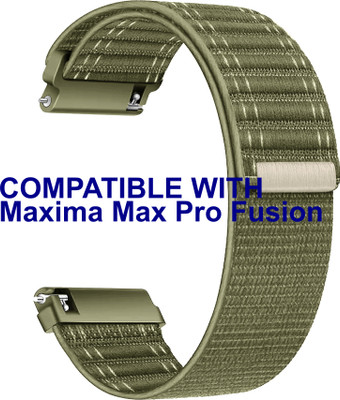 ACM WSM39A22KH3514 Watch Strap Nylon Soft 22mm for Maxima Max Pro Fusion Smartwatch Belt Khakhi Smart Watch Strap(Green)