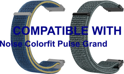 ACM WSM3V22BLGY2500 Pack of 2 Watch Strap Nylon Loop 22mm for Noise Colorfit Pulse Grand Smartwatch (Blue/Grey) Smart Watch Strap(Mullti Color)