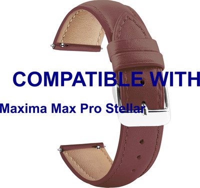 ACM WSM14B22BR3866 Watch Strap Leather Belt 22mm for |Maxima Max Pro Stellar Smartwatch Brown Smart Watch Strap(Brown)