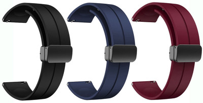AOnes Pack of 3 Silicone Belt Magnetic Folding Buckle for Coros Pace 3 Smart Watch Strap(Black, Blue, Red)