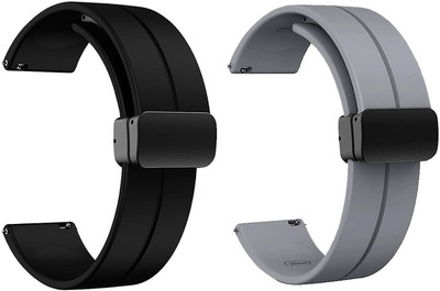 BLACK LOVIES 22MM Soft Silicon Smart Watch Strap with Magnetic Buckle for NOICEFIT ICON Smart Watch Strap(Black, Grey)