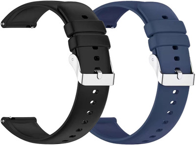 AOnes Pack of 2 Silicone Belt for Boat Wave Flex Connect Smart Watch Strap(Black, Blue)