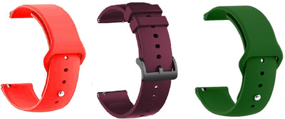 PUNAK 22MM Silicon Smart Watch Strap PACK OF 3 Smart Watch Strap(Red, Mullti Color, Green)