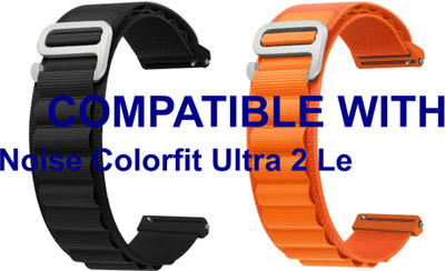 ACM WSM17E22BKOR2742 Pack of 2 Watch Strap Nylon Hook 22mm for Noise Colorfit Ultra 2 Le Smartwatch (Black/Orange) Smart Watch Strap(Mullti Color)