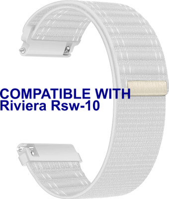 ACM WSM39A22WT3453 Watch Strap Nylon Soft for Riviera Rsw-10 Smartwatch Belt White Smart Watch Strap(White)