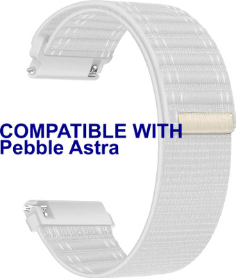 ACM WSM39A22WT3483 Watch Strap Nylon Soft 22mm for Pebble Astra Smartwatch Belt White Smart Watch Strap(White)