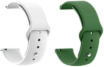 BLACK LOVIES 20 MM Soft Silicon Strap Compatible With No-ise color fit Qube Smart Watch Strap(White, Green)