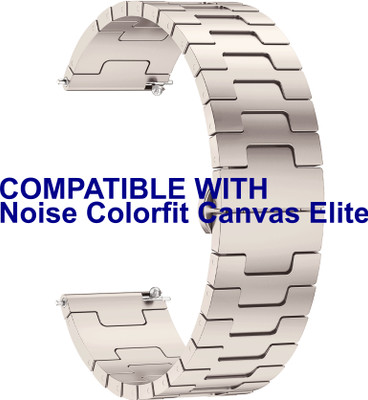 ACM Watch Strap Metal Steel for Noise Colorfit Canvas Elite Smartwatch Starlight Smart Watch Strap(White)