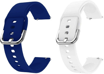 PUNAK 22 MM Soft Silicon Smartwatch Band Straps Pack of 2 Smart Watch Strap(Blue, White)