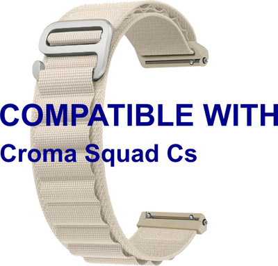 ACM WSM17E22WT3912 Watch Strap Nylon Hook Belt 22mm for Croma Squad Cs Smartwatch White Smart Watch Strap(White)